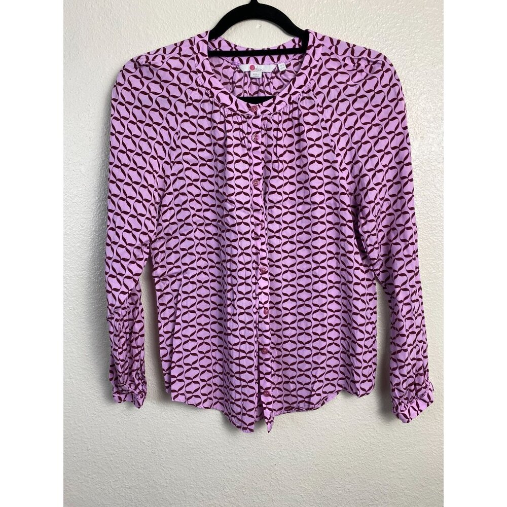 Boden Geometric Pink and Black Blouse